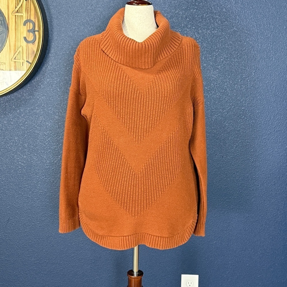 Banana Republic Factory Rust Orange Cowl Neck Chevron Sweater | XL
